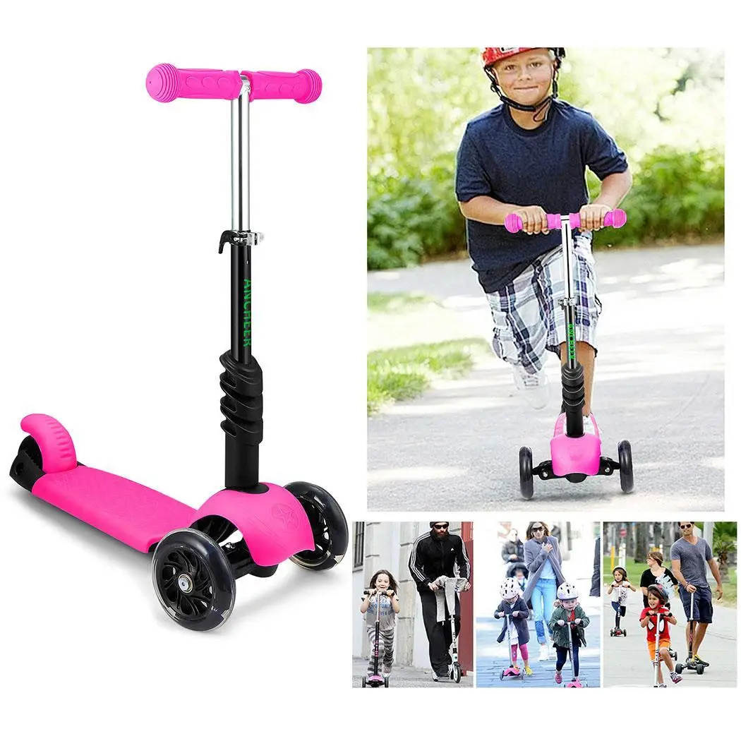 

Children Mini Kick Scooter 3-Wheel Iron Kick Scooter Handle T-Bar & Seat Adjust Height Foot-Scooter For Child