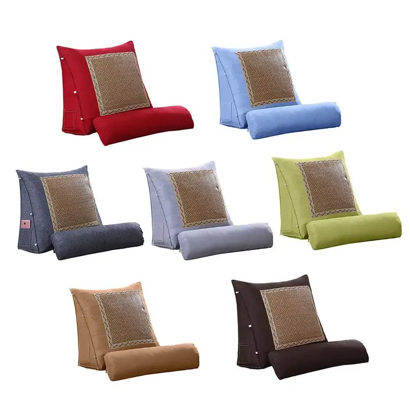 

Adjustable Back Wedge Cushion Pillow Summer Sofa Back Triangle Pillow Office Chair Waist Back Neck Protector With Rattan