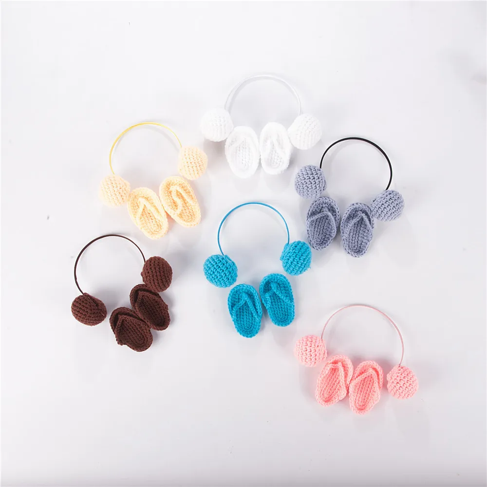 Studio Creativity Newborn Photography Props Accessories Mini Small Slipper Headset Knitted Baby Photo Props Accessory Fotografia