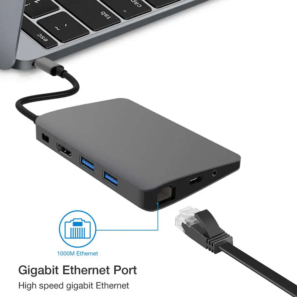 Топ Usb C type адаптер для ноутбука док станция Macbook к Hdmi Mini Dp 4K Rj45 Ethernet 3 0 аудио 5 мм