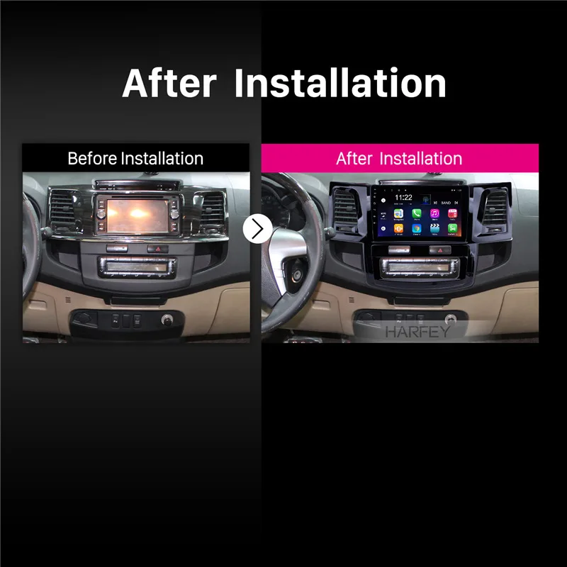 Harfey Android 8 1 9 &quotHD радио GPS Navi головное устройство для 2008 2014 Toyota Fortuner Hilux WIFI Bluetooth USB