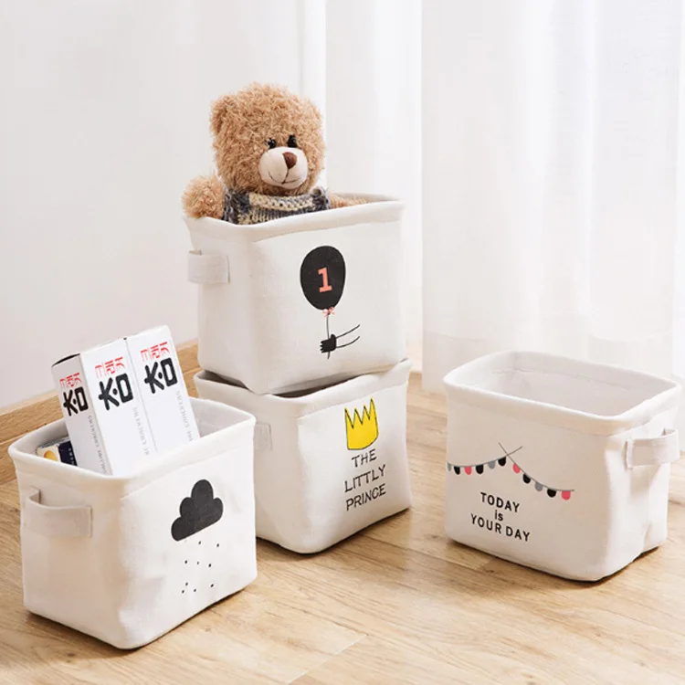 

Desktop Storage Basket Cute Printing Waterproof Organizer Cartoon Fabric Art Household Toys Box Snacks Sundries box