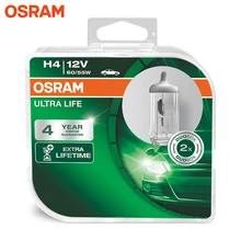Галогеновая лампа головного света OSRAM ULTRA LIFE H4 цвет белый 12В 55Вт 4200K(2 шт