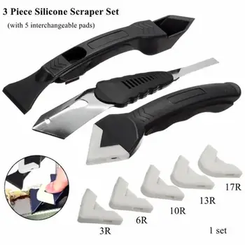 

3PCS/Set Silicone Scraper Caulking Grouting Tool Sealant Finishing Cleaning Kit Kitchen Window Cleaner Scrapers Set
