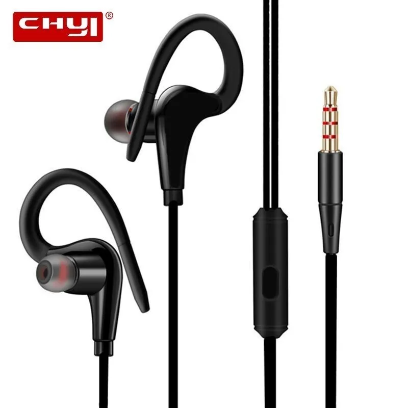 

Chyi ChinaShip Sports Ephones Wired with Microphone Over Ear Earbuds with Ear Hook in Ear Running Earphones for Workout Gym