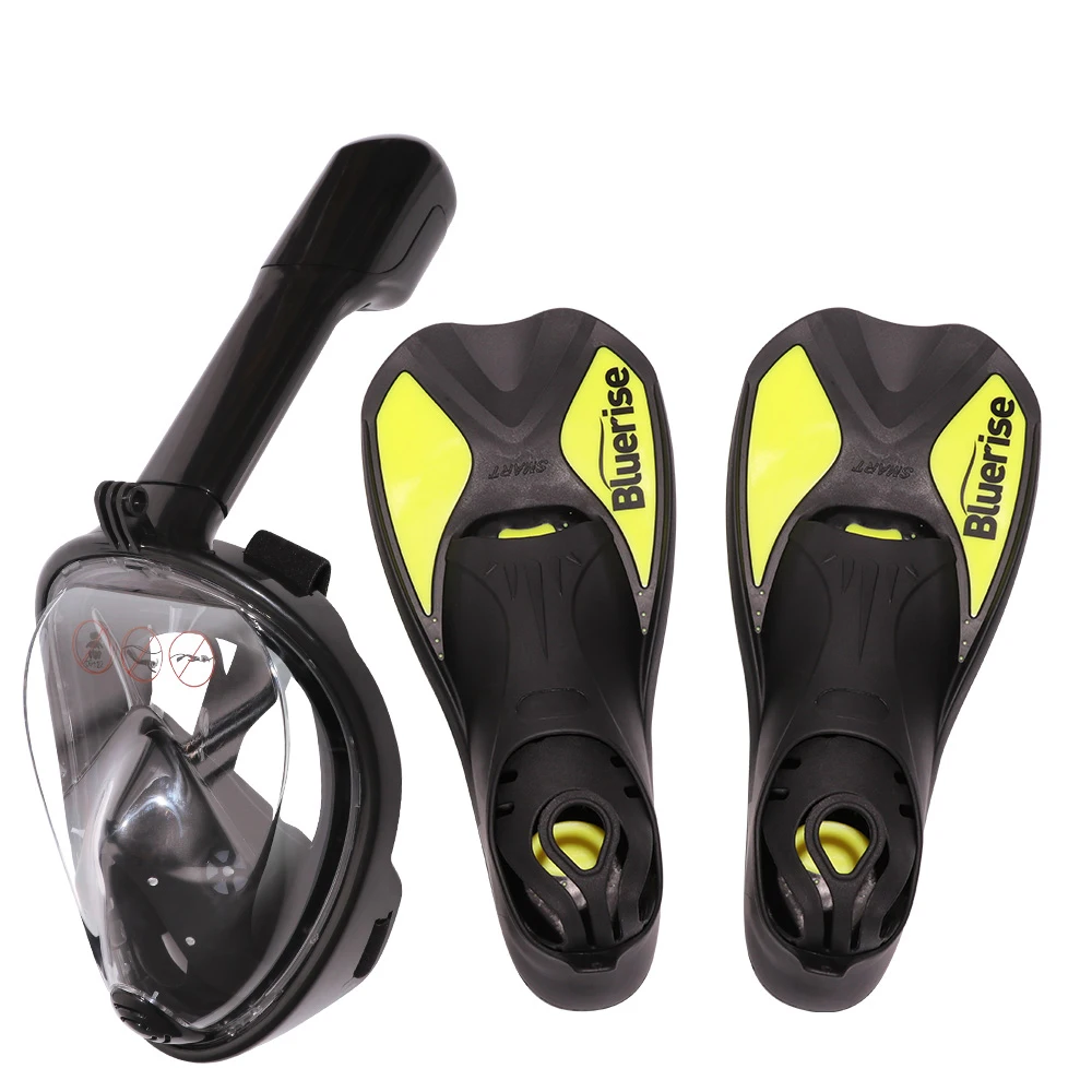 Bluerise aletas de natación y máscara Set Anti-fog Snorkel máscara completa antideslizante aletas equipo de buceo aletas de buceo máscara - 2