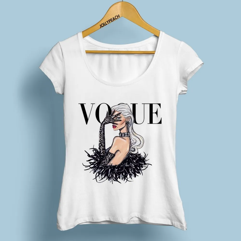 

new summer fashion girl vogue cover funny T shirt WOMEN white casual tshirt femme no glue print t-shirt