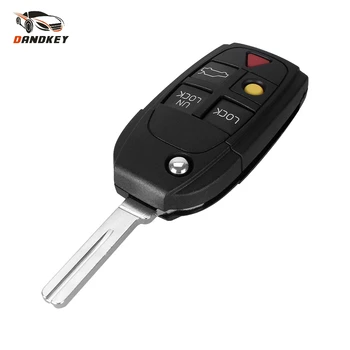 

Dandkey New Switchblade Key 5 Buttons Remote Flip Folding Key Shell Case For Volvo V50 Key For XC70 XC90 V70 S60
