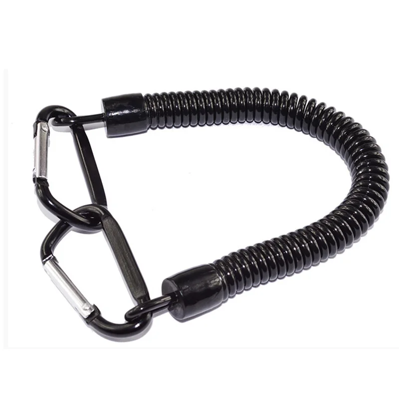 

Double carabiner Clip elastic coil cord 2 pieces black