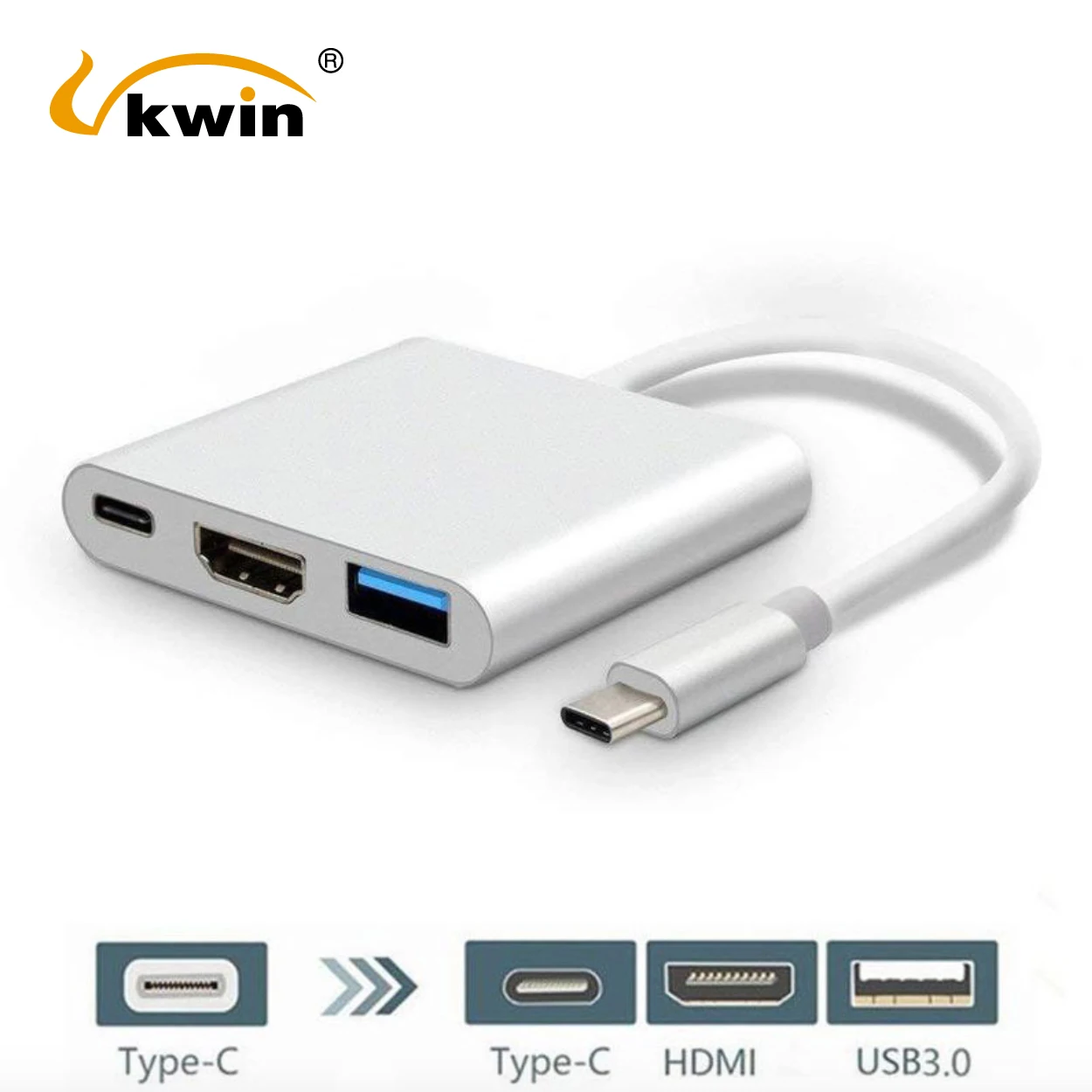 

VKWIN USB C to HDMI 4K Converter USB 3.1 Hub Type-C to HDMI Type C USB3.0 Female Adapter PD Charger For Macbook Samsung Huawei
