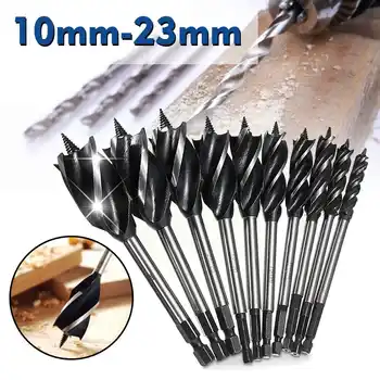 

Doersupp 11pcs 10-32mm HCS Drill Bit High-Carbon Steel 4 Cutters Reamer Wood Fast Cut Auger Drill Bit Carpenter Hole Saw Tool