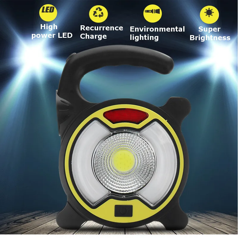 

USB Solar Portable Rechargeable LED Flood Light Flashlight Outdoor Work Spot Lamp Camping Lanterns With USB Cable