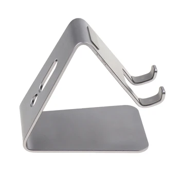 

dolity Aluminum Phone Stand Tablet Holder Desktop Mount with Charging Hole Gray