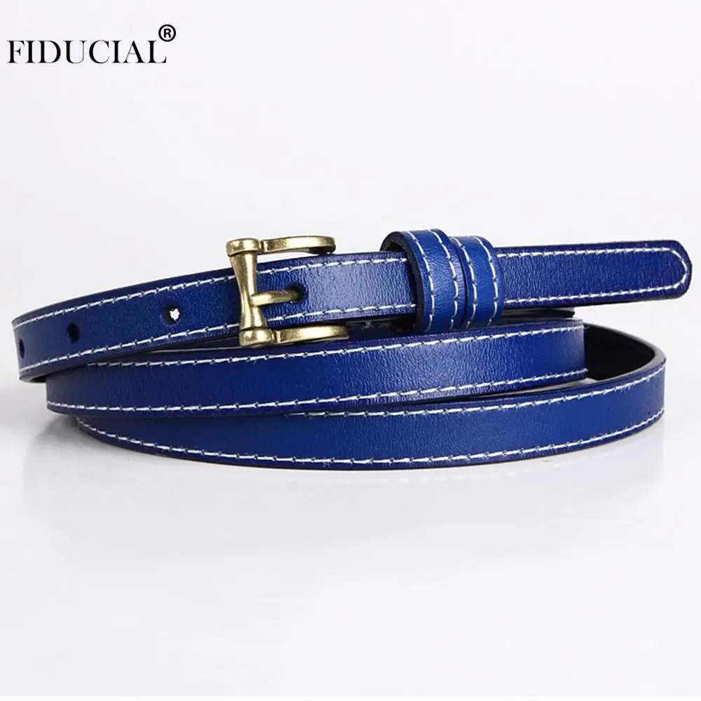 

FIDUCIAL New Design Cow Genuine Leather Belts Simple Alloy Buckle Metal Retro Styles Thin Blue Belt for Women Accessories FCO060