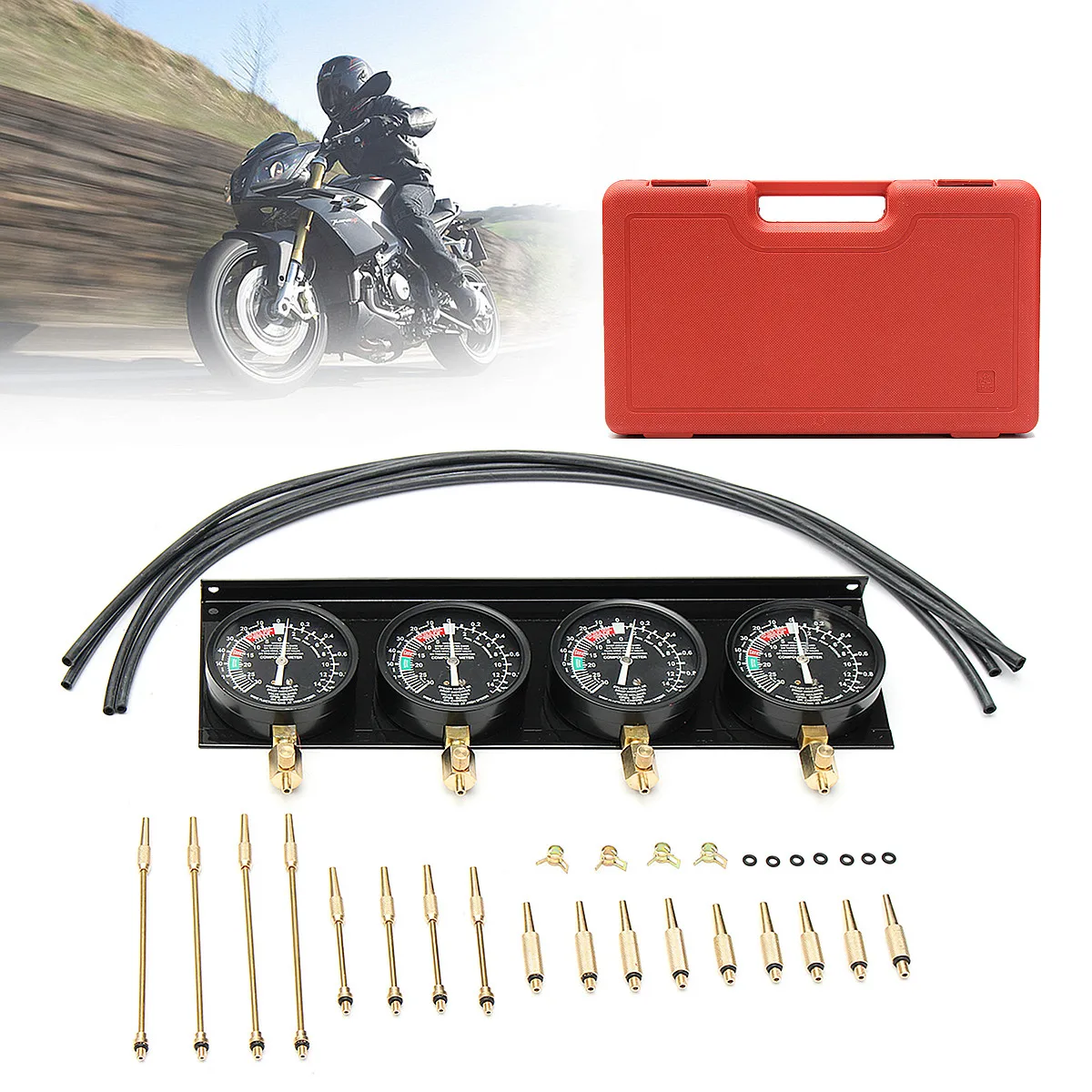 

Autoleader Professional Motorcycle Synchronizer Kit Each 2" Gauge Features 0-70cm/hg Readings Repair Tool High Grade Chrome