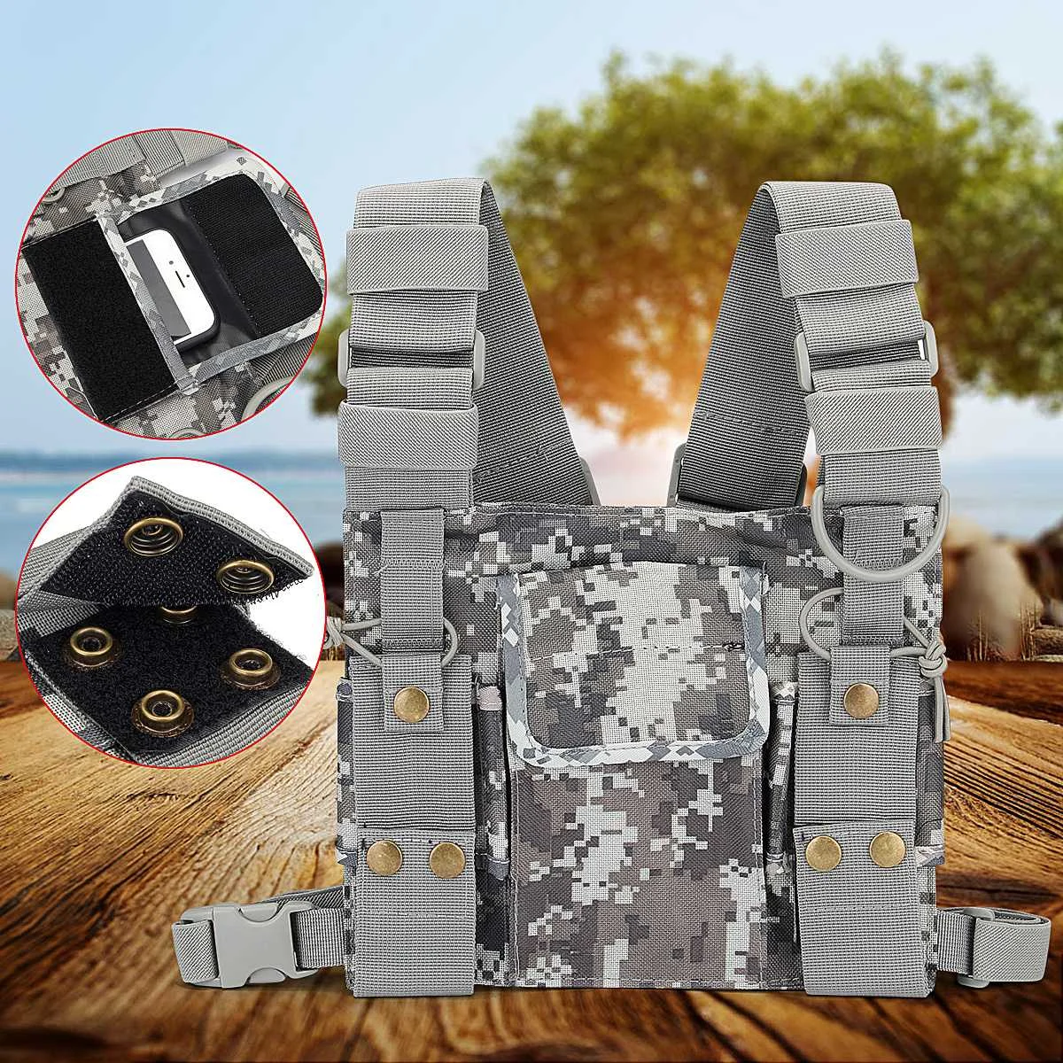 

45cm x 24.5cm Universal Radio Walkie Talkie Chest for Pocket Pack Harness Nylon Bag Backpack Holster