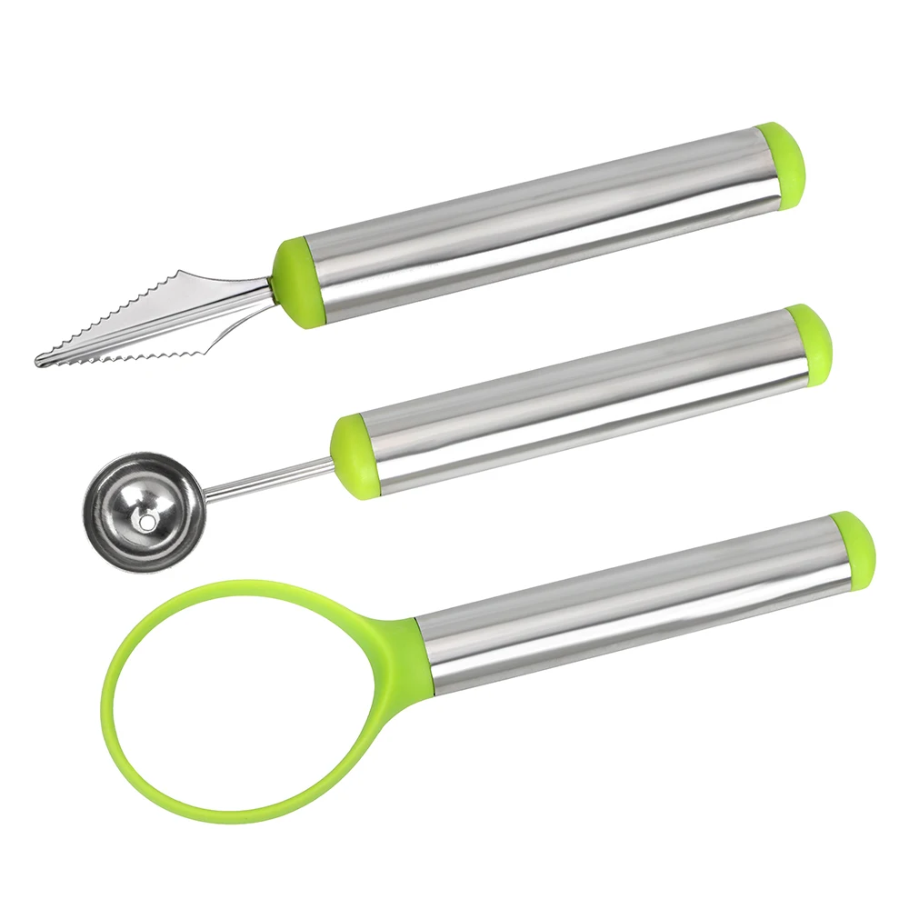 3 Pcs/Set Stainless Steel Fruit Platter Set Tools Watermelon Carving Knife Cream Spoon Kitchen Gadget | Дом и сад