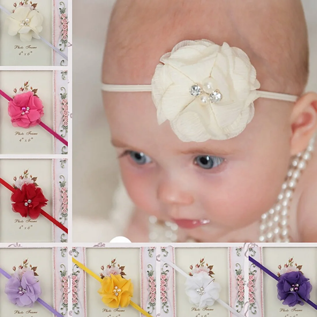 

Infant hair accessory floral cloth bows newborn flower Headwear tiara headwrap Gift Toddlers bandage Ribbon
