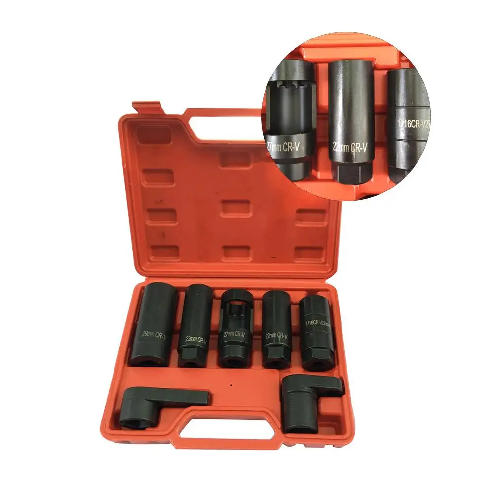 

7PCS Oxygen Sensor Socket Wrench Thread Chaser Tool Kit Fit for All Auto O2 Socket Removal Installation Install Offset Vacuum