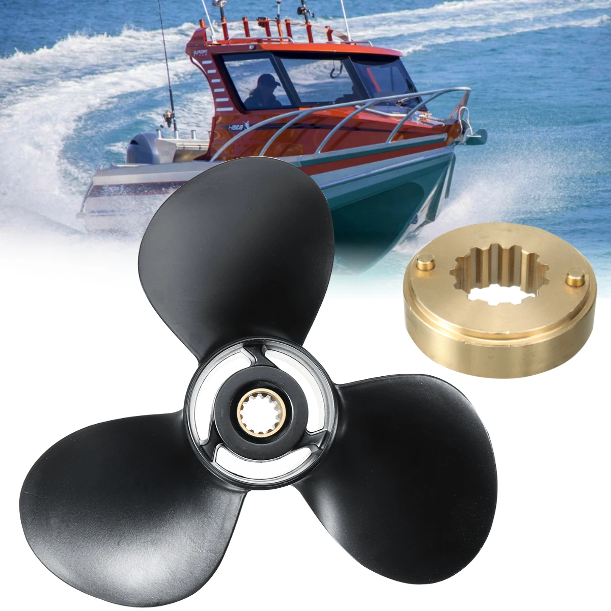 

48-73134A40 10 5/8 x 12 Outboard Propeller For Mercury Engine 25-70HP Aluminum 13 Tooth Spline Boat Accessories 3 Blades
