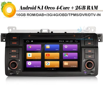 

7" Quad Core Android 8.1 Autoradio DAB+ WiFi 4G DVD OBD BT Bluetooth Car Multimedia Player for BMW M3 E46 3er 320 MG ZT Rover 75