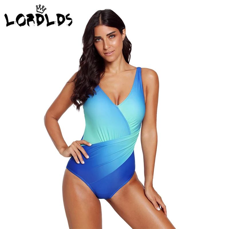 LORDLDS 2019 сексуальный синий Омбре Maillot Женское боди с завязками краситель