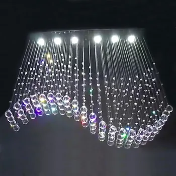 

Foyer bedroom living dinning crystal ceiling light lamp surface mounted oblong rectangular wave crystal ceiling light lamp