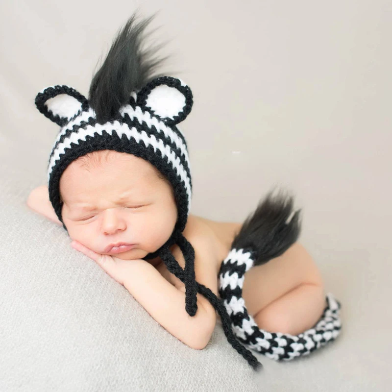 Photography Accessories Baby Photography Clothing Lion Zebra Costume Lionet Hut + Tail Set Studio Baby Photo Requisitions