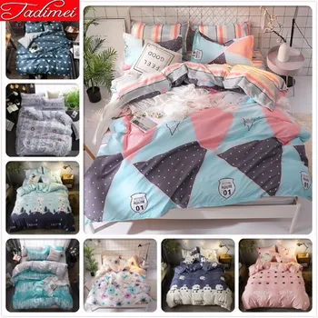 

Colorful Plaid Duvet Cover 3/4 Pcs Bedding Set Adult Kids Soft Cotton Bed Linen Single Twin Full Queen King Size 150x200 180x200