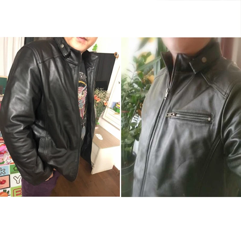 Весенняя модная натуральная кожаная куртка Мужская классическая дизайнерская мотоциклетная куртка из натуральной кожи Мужская черная овечья куртка M-5XL
