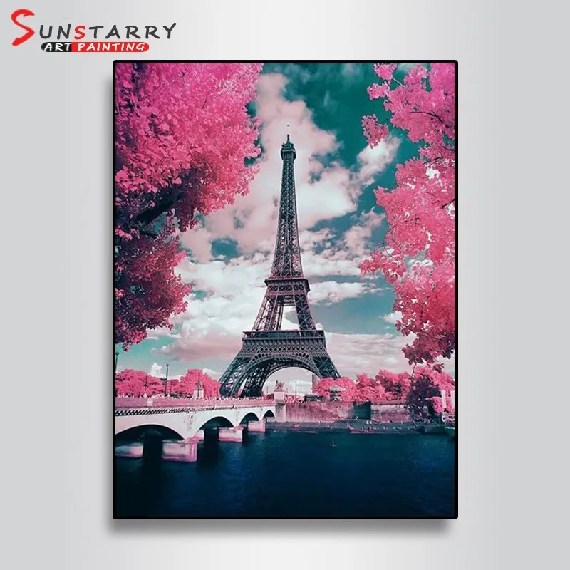 Sunstarry DIY 5D алмазная живопись наборы крестиков мозаика Пейзаж Эйфелева башня