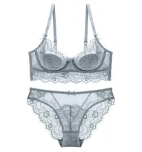 Fashion Women New Lace Lingerie Bra Set Sexy Push Up Underwear Sets Plus Size Transparent Bras And Panties Set
