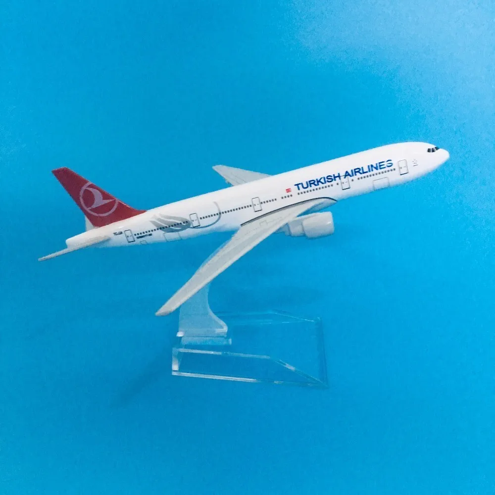 16cm Plane Model Airplane Model Turkish Airlines Boeing 777 Aircraft Diecast Metal Airplanes Model 1:400 Plane Toy Gift Turkey
