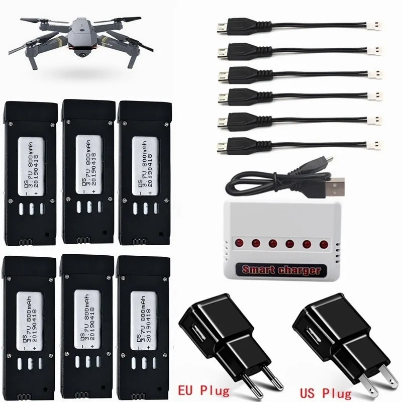 

( 6 in 1 ) 800mAH 3.7V Lipo Battery Charger Units for Eachine E58 JY019 S168 For RC Quadcopter Spare Parts 3.7v RC Drone Battery