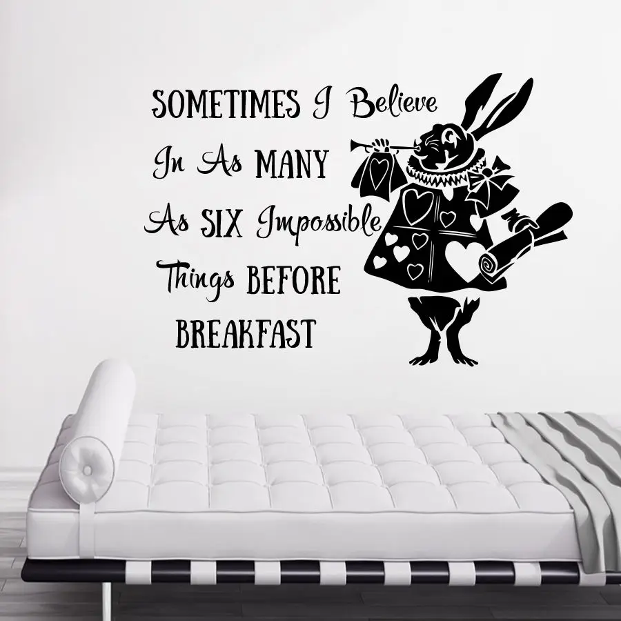 Decalcomanie Murale De Lapin Alice Au Pays Des Merveilles Citation De Lapin Decor De Chambre A Coucher Et De Chambre A Coucher Aliexpress
