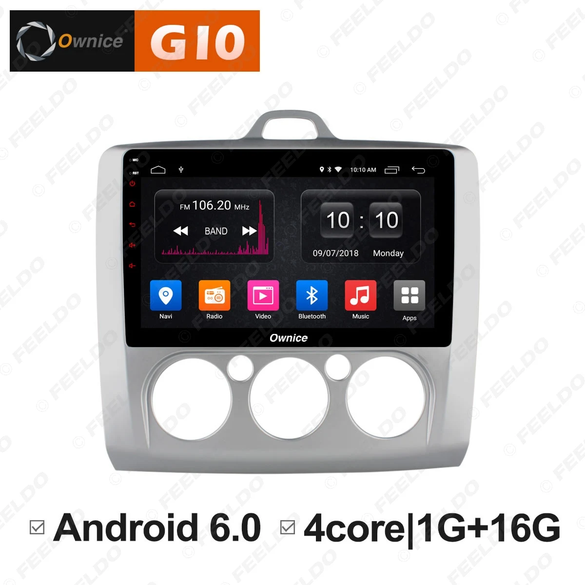 

FEELDO 9 " Android 6.0 4-Core/DDR3 1G/16G/Support 4G Dongle Car Media Player With GPS/FM/AM RDS Radio For FOCUS 2007-2011 MT