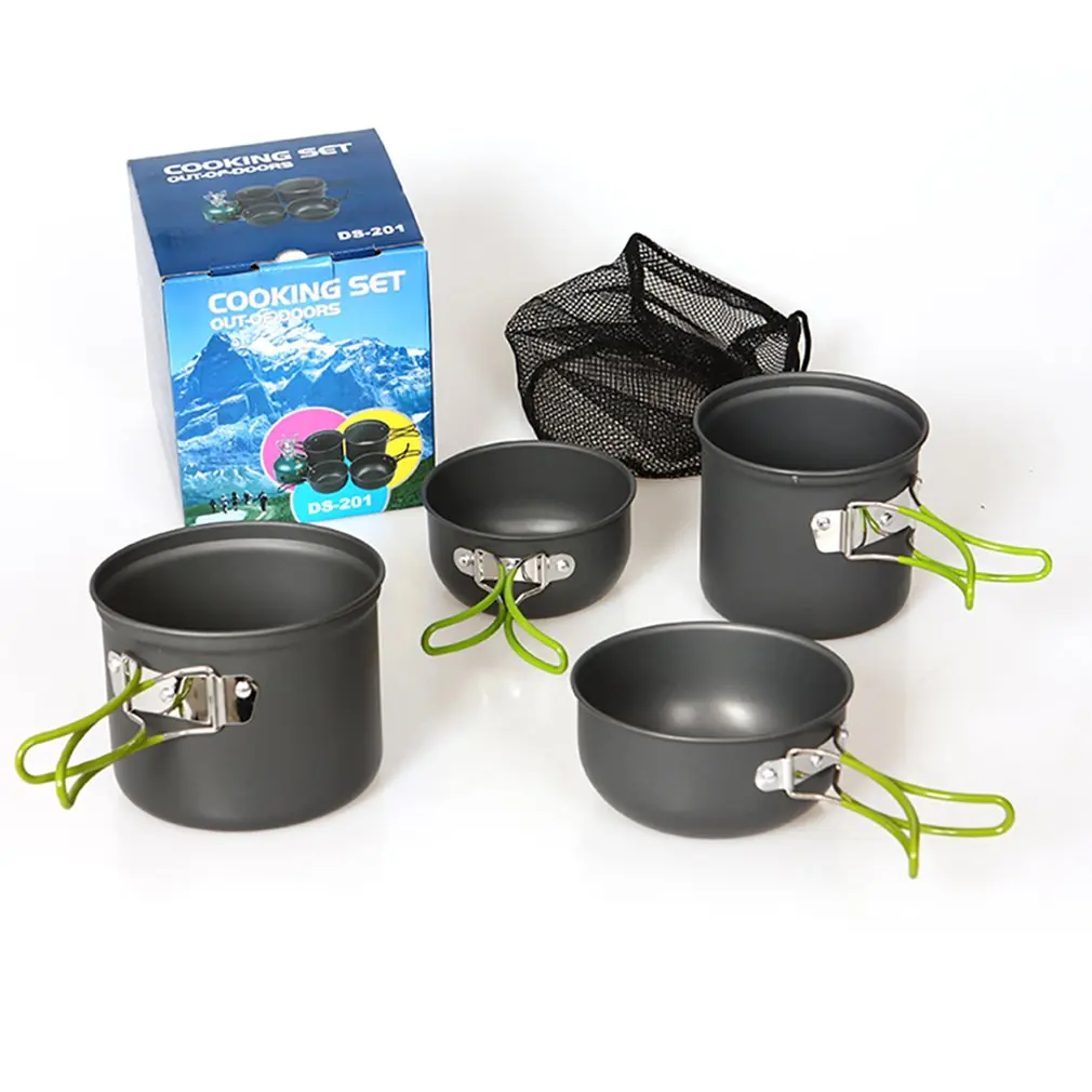 DS 201 Camping Cookware Compact Durable Outdoor Camping Hiking Backpacking Pots and Pans Set for