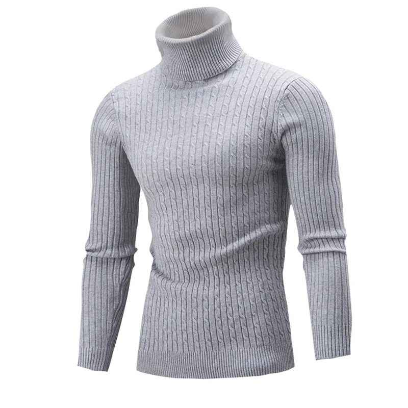 Hemiks Men Knitted Turtleneck Collared Sweater Spring Slim Fit ...