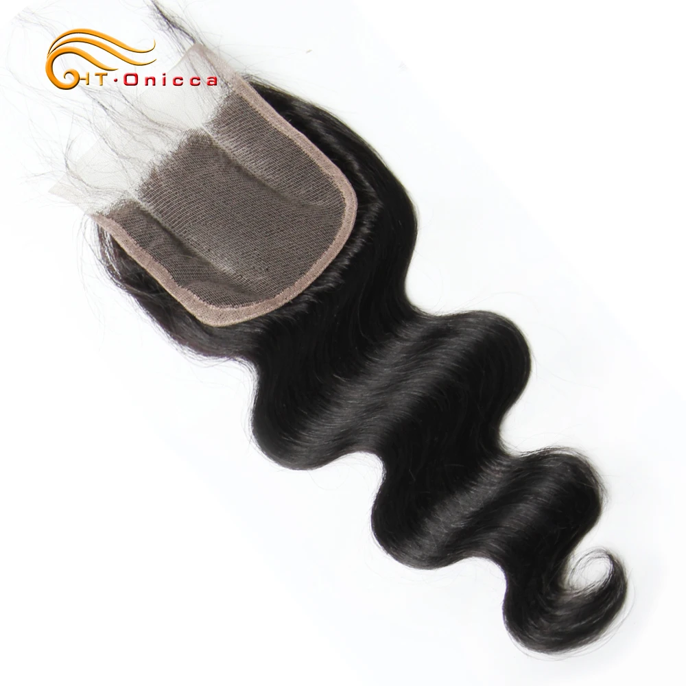 

Onicca Body Wave Closure Brazilian Natural Color 4x4 Lace Closure Free/Middle/Three Part Non Remy Human Hair Closure 8-18 Inch
