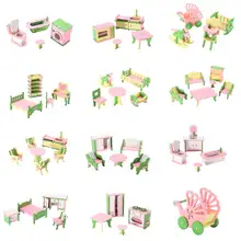 3D кукольный домик, миниатюрный домик для детей, ролевые игры, игрушки, строительные блоки, Edutation, игрушки, наборы, детские деревянные куклы, мебель