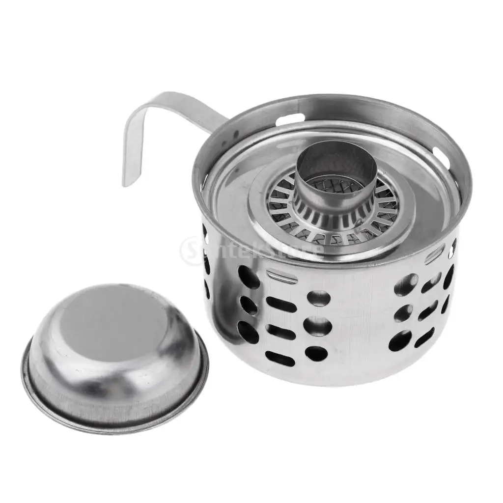 

Portable Mini Camping Stove Stainless Steel Backpacking Liquid Alcohol Burner Spirit Furnace Outdoor Cooking Tool Windproof