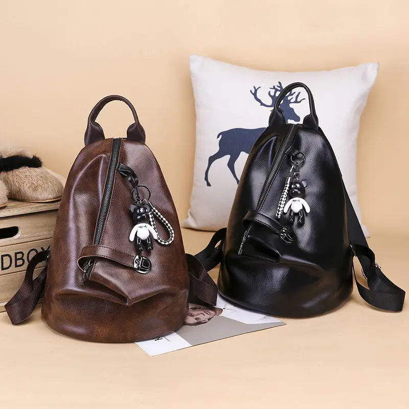 

2019 New Style Fashion Hot Women Lady Girls Backpack Travel Tassel Shoulder Bag PU Leather Rucksack Laptop Bag