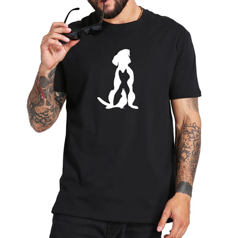 T Shirt Men Harajuku T-Shirt Dog T Shirts Mens T Shirts Men Clothes 2018 Dog Cat Rabbit Streetwear Plus Size Print Top XS-3XL