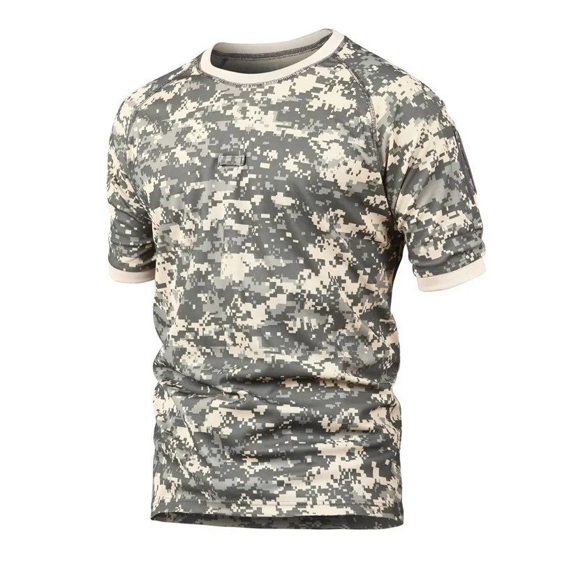 Мужская Тактическая Военная быстросохнущая футболка с коротким рукавом, летняя армейская Боевая Повседневная футболка с круглым вырезом, Мужская Профессиональная дышащая футболка