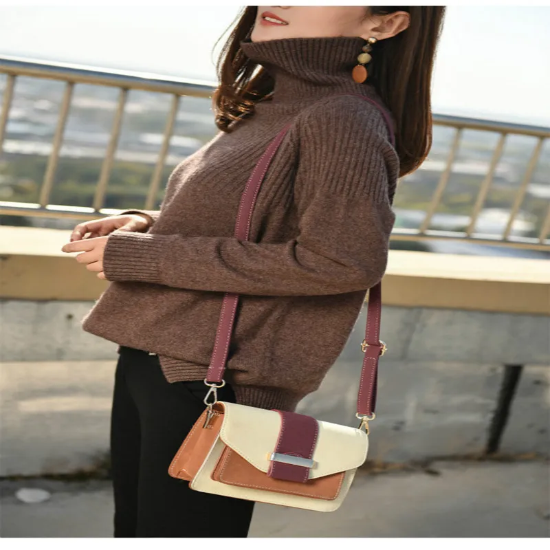 New Autumn and Winter Women's Cashmere SweaterHigh Collar Thickening Pullover Large Size Loose Sweater Knit Wool Shirt