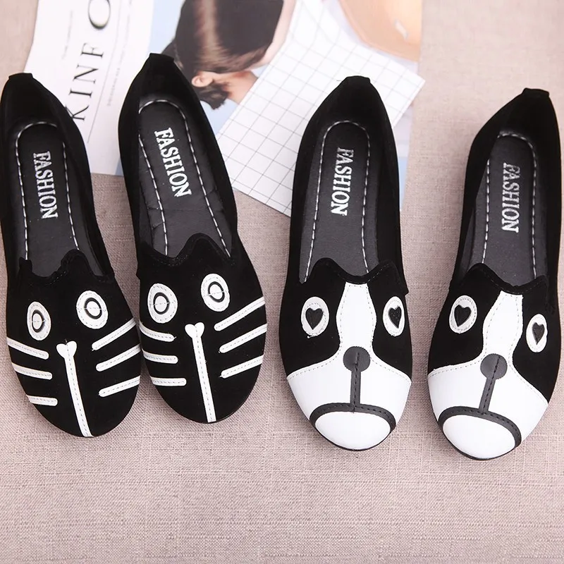 Chaussures on dog Femme Bande cat Dessinée Mode Appartements Automne Arrivée Femelle Dog Léger Femmes Mocassins Dames Printemps De And Casual Cat Mignon Nouvelle Slip qRxC7pqYw