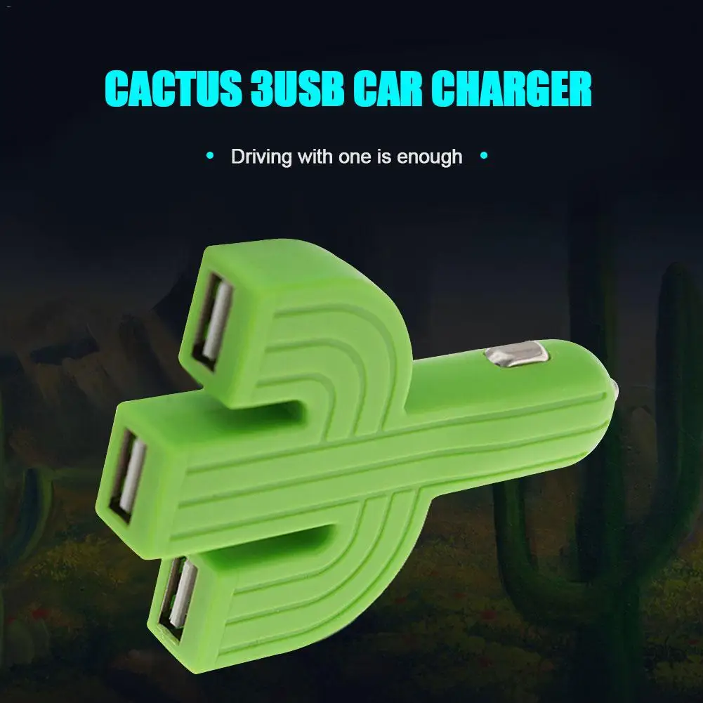 Universal Car Charger Cactus 3 USB Port Mini Car-Charger For Mobile Phone For IPhone Xs Max XR X 8 7 6 IPad For Xiaomi Samsung