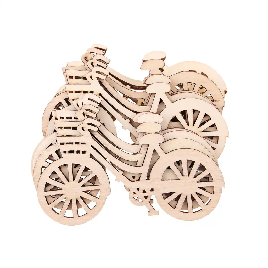 10pcs 90x53mm Natural Bicycle Cut Wood Shapes Wooden Embellishment