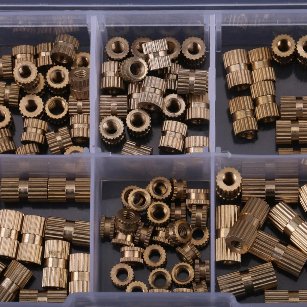 

150pcs/Box M3 Copper Knurl Insert Nuts Threaded Insert Screws Assortment Set Kit Industry Machinery Nut Injection Tools Fastener