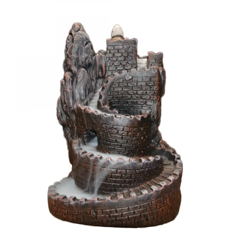 

Rockery Ceramic Backflow Incense Burner City Wall Smoke Waterfall Incense Holder Aromatherapy Censer Creative Home Decor